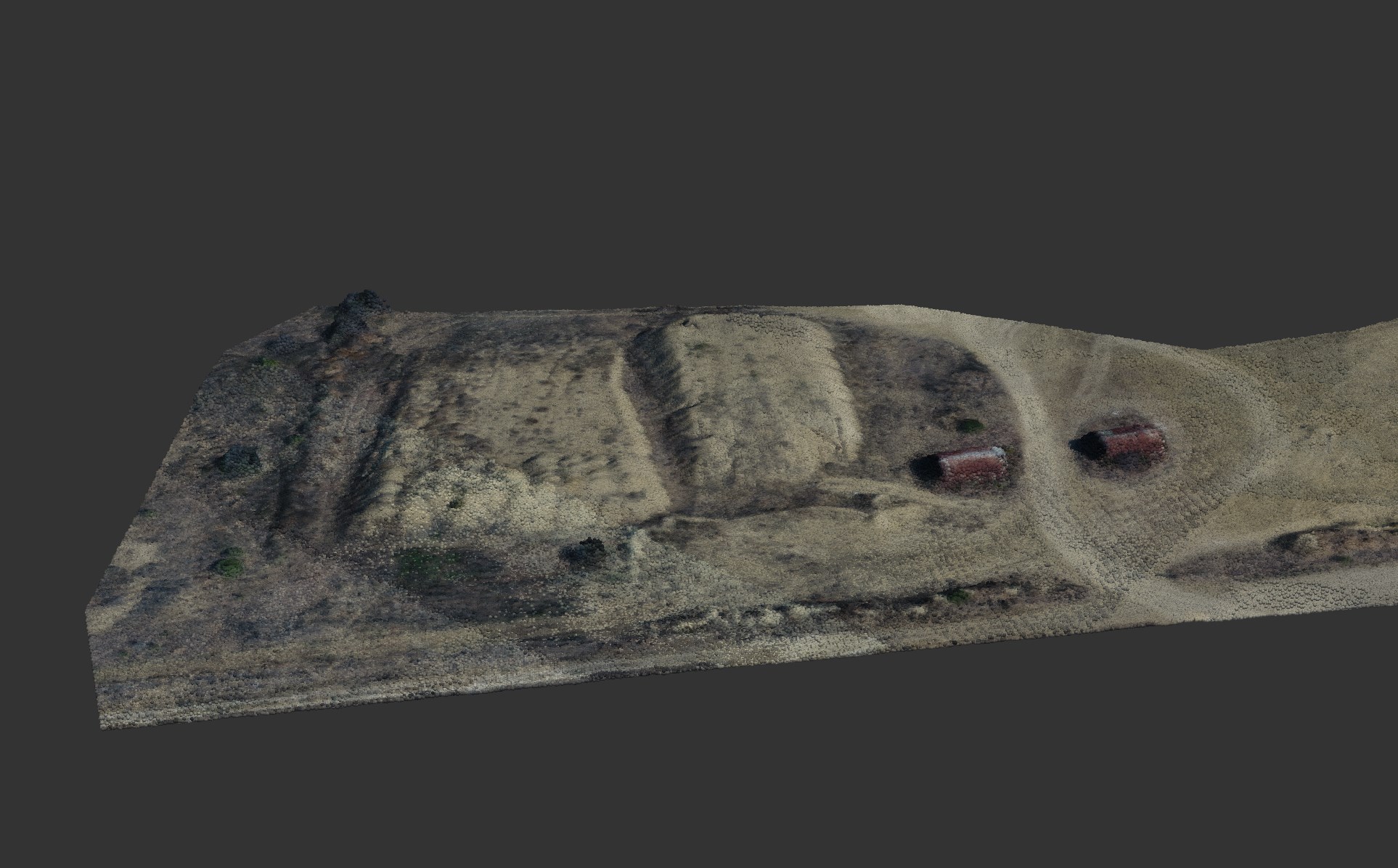 Original RGB photogrammetry point cloud showing terrain and vegetation.